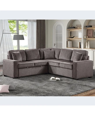 Simplie Fun L-Shaped Sectional Sofa with Pull Out Sleeper Modern Comfort for Every Home