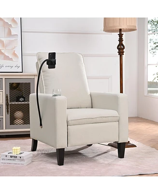 Simplie Fun Modern Cozy Fabric Armchair with Adjustable Backrest and Storage