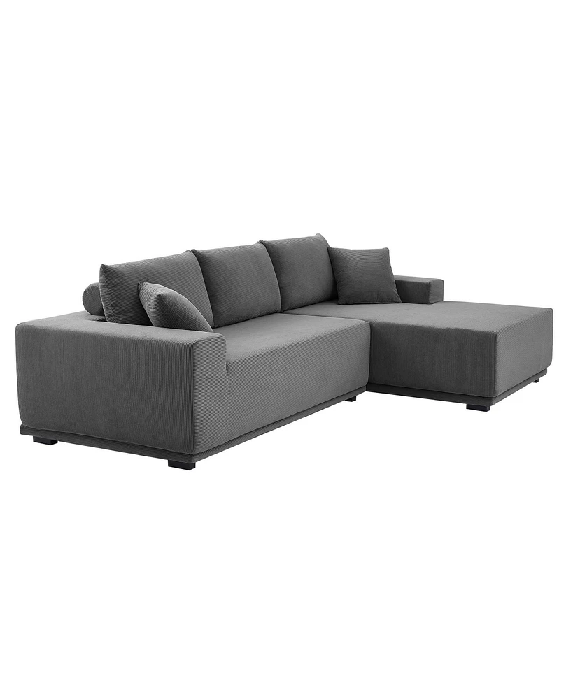 Simplie Fun Grey Modular Sectional Sofa L-Shape Couch for Living Rooms