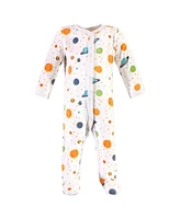 Hudson Baby Baby Boys Cotton Snap Sleep and Play 2pk, Space