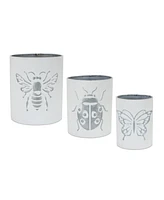 Slickblue Set of 3 Brushed Metal Insect Pots for Contemporary Indoor Decor