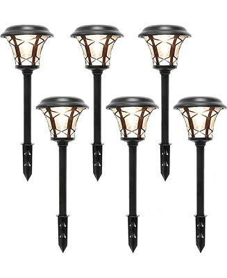 Maggift 6 Packk Solar Pathway Lights, 25 Lumen, Stainless Steel & Glass