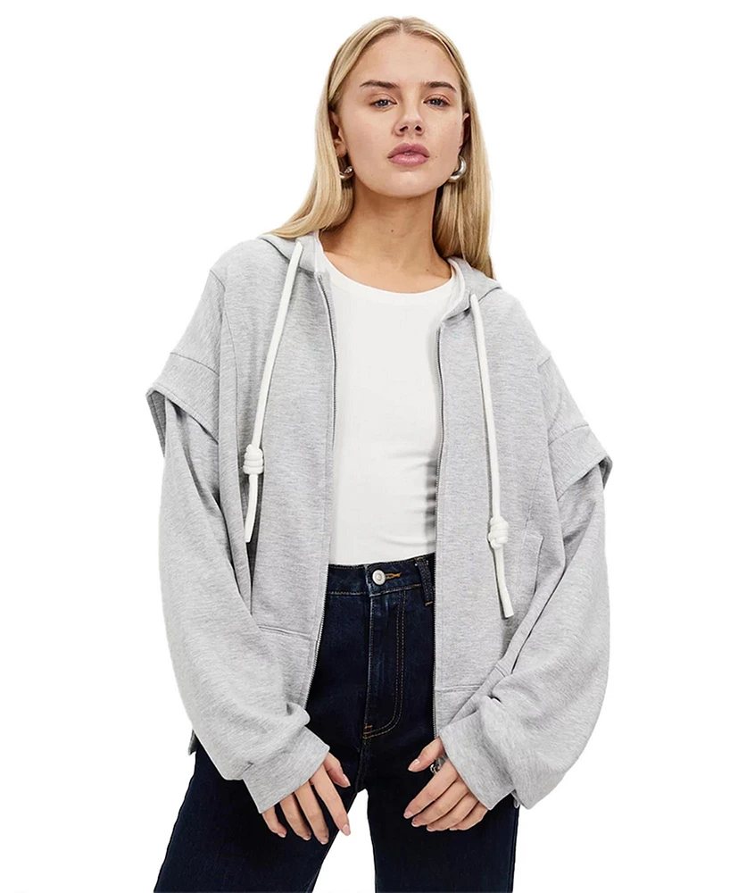 Belle & Bloom Women's No Ordinary Love Zip Hoodie - Grey Marle