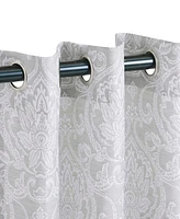 Superior Lotus Jacquard Classic Floral Damask Window Curtain Panel Set with Grommet Header