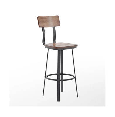 Emma+Oliver Restaurant Barstool With Wood Seat & Back And Powder Coat Frame