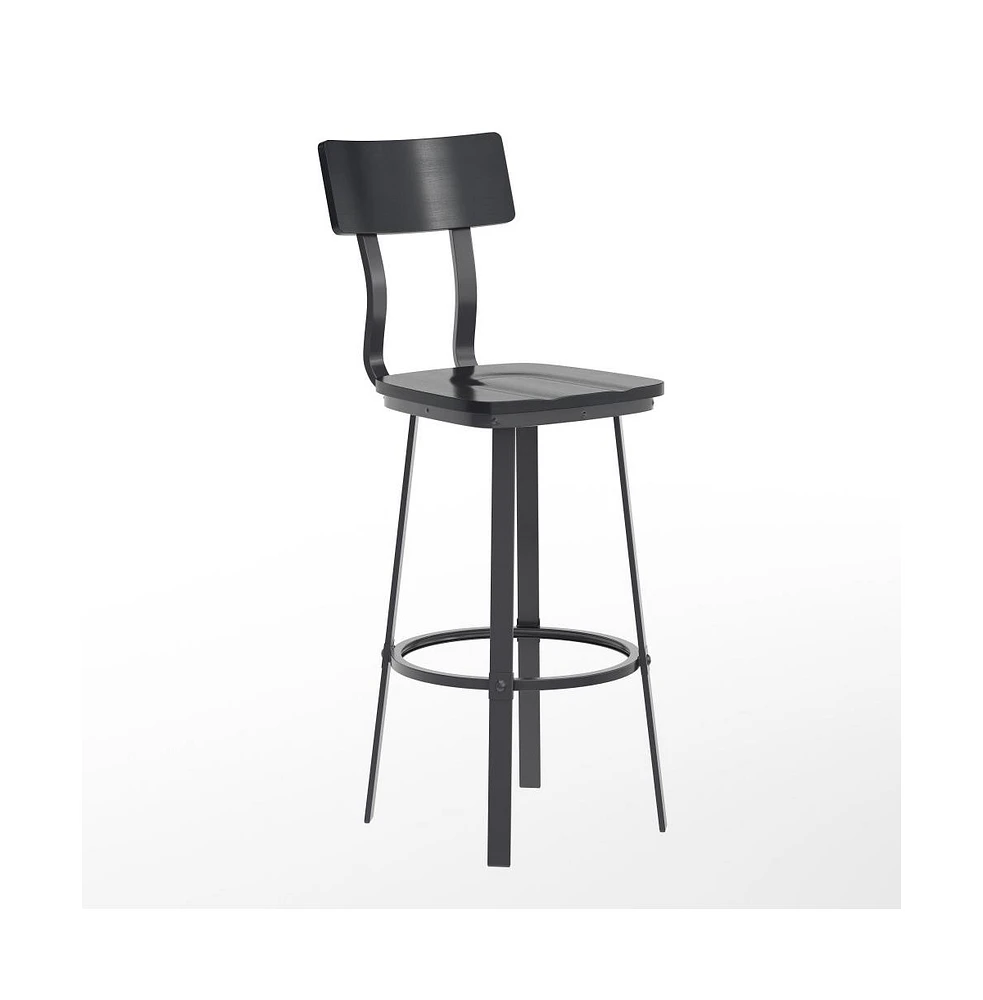 Restaurant Barstool With Wood Seat & Back And Powder Coat Frame