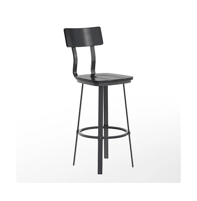 Restaurant Barstool With Wood Seat & Back And Powder Coat Frame