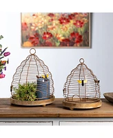 Slickblue Decorative Bee Skep Hive Set of 2 Rustic Home Decor