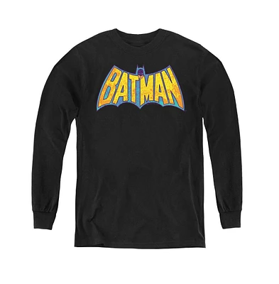 Dc Comics Boys Youth Batman Neon Distress Logo Long Sleeve Sweatshirts