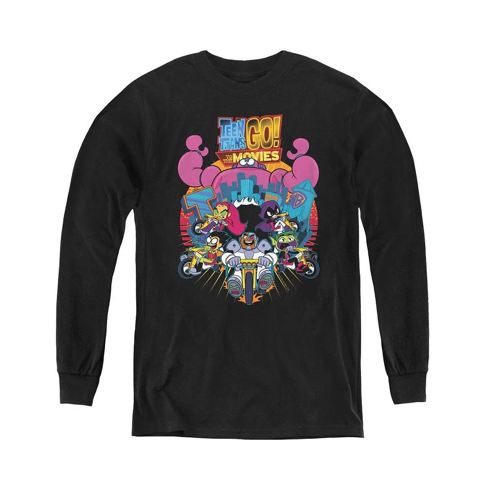 Teen Titans Go Boys To The Movies Youth Burst Through Long Sleeve Sweatshirts