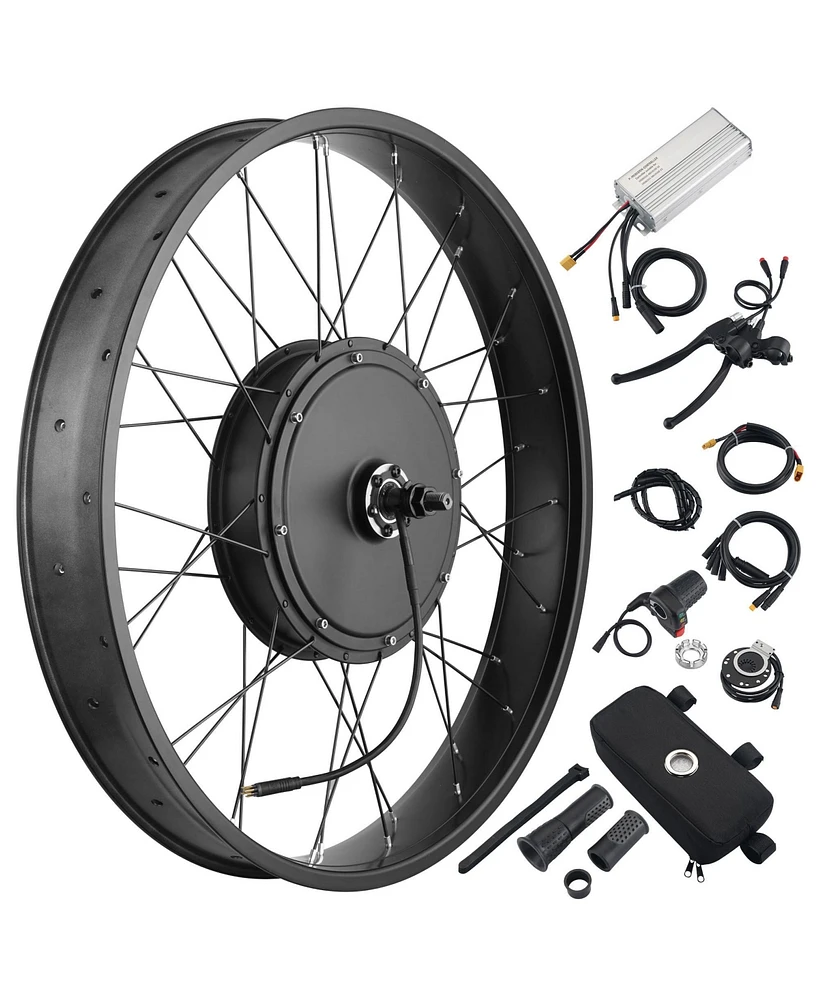 Yescom Electric Bicycle Hub Motor Conversion Kit 26" 48V 1000W Front Wheel 470RPM E-Bike Conversion Kit For Fat Tire