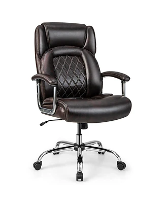 Gymax 500LBS High Back Big & Tall Office Chair Adjustable Leather Task Chair