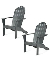 Gymax 2PCS Wooden Classic Adirondack Chair Lounge Chair Outdoor Patio