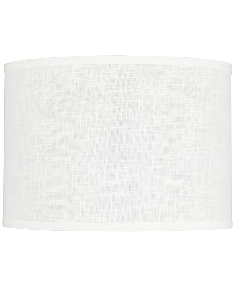 Springcrest Peoria Hardback Drum Lamp Shade White Textured Fabric Medium 14" Top x 14" Bottom x 10" High Spider Fitting with Replacement Harp and Fini