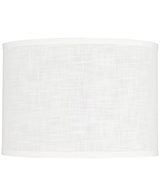 Springcrest Peoria Hardback Drum Lamp Shade White Textured Fabric Medium 14" Top x 14" Bottom x 10" High Spider Fitting with Replacement Harp and Fini