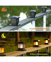 Maggift 4-Pack Solar Halloween Flame Post Lights Outdoor Waterproof