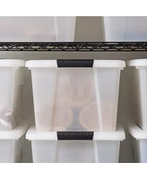 Iris Usa 8 Pack 33 Quart Stackable Plastic Storage Bins with Lids and Latching Buckles, Pearl, Containers with Lids and Latches
