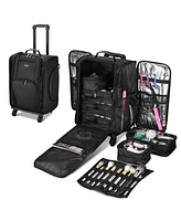 Byootique Rolling Makeup Case with Independent Travel Toiletry Bags Rolling Nylon Makeup Artist Organizer