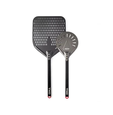 The Kitchen Chef Tkc 12", 8" Perforated Pizza Peel Bundle - Professional Aluminum Pizza Turning peel