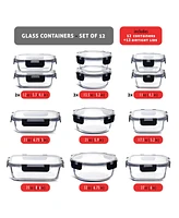 Clara Clark -Pack Airtight Glass Food Storage Containers with Leakproof Snap Lock Lids - Oven