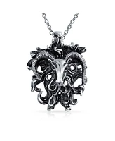 Bling Jewelry Aries Ram Head Zodiac Sign Astrology Horoscope Pendant Necklace Sterling Silver For Women Men