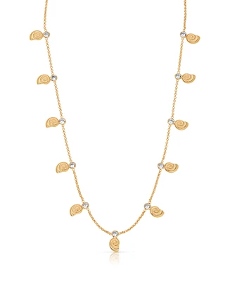 Ettika 18k Gold Plated Swirled Shell Dangle Charm Necklace