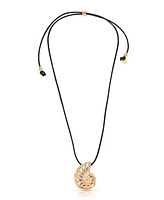 Ettika Swirled Shell Pendant Black Cord Necklace