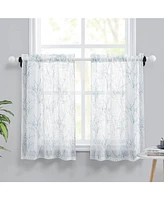 Caromio Branches Print Textured Semi-Sheer Kitchen Tier Curtain Pair, 52" x 24"