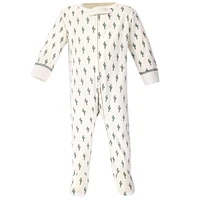 Touched by Nature Baby Boys Organic Cotton Zipper Sleep and Play 3pk, Safari, 0-3 Months