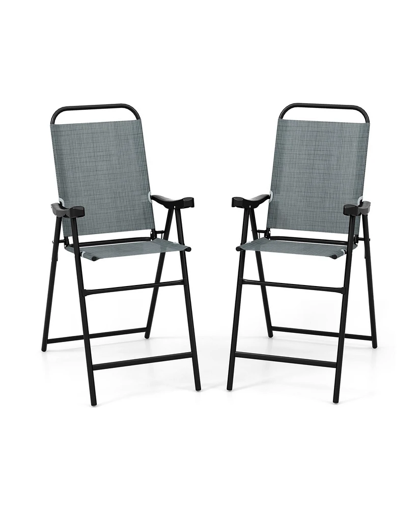 Slickblue Patio Folding Bar Stool Set of with Metal Frame and Footrest