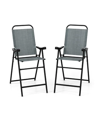 Slickblue Patio Folding Bar Stool Set of with Metal Frame and Footrest