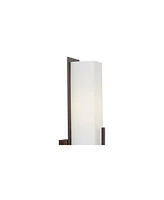 Possini Euro Design Midtown Modern Wall Light Sconce Bronze Hardwired 4 1/2" Fixture Opal White Glass Rectangular Shade for Bedroom Bedside Bathroom V