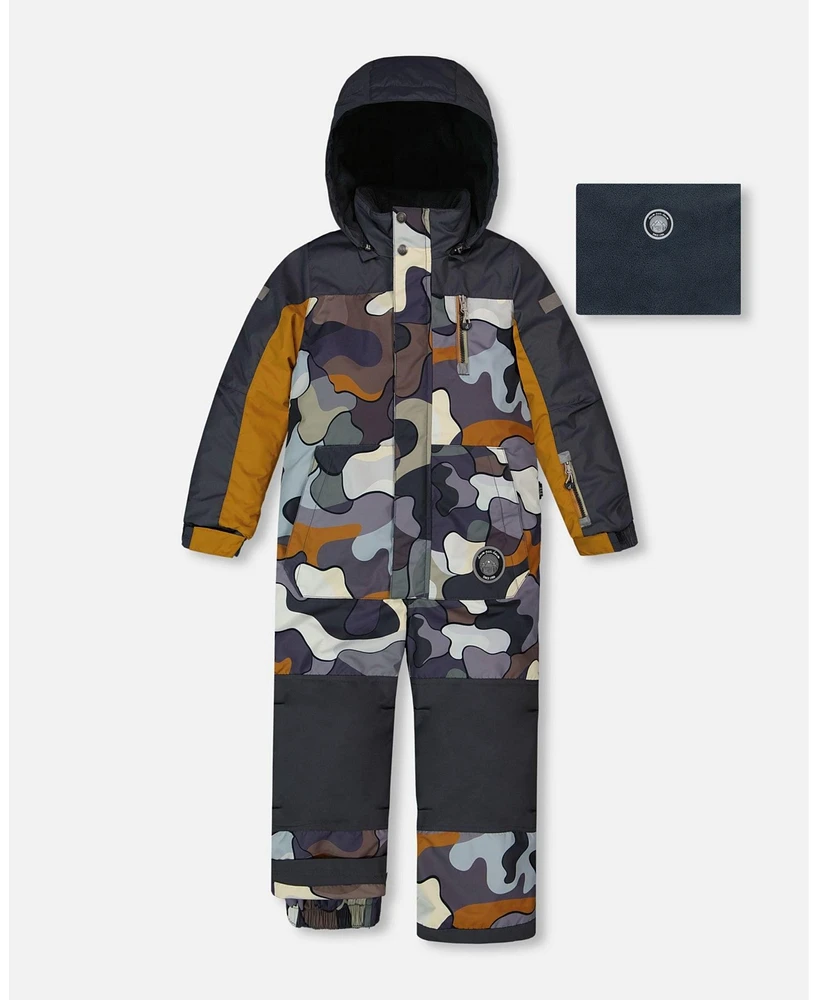 Deux par Toddler Boys One Piece Snowsuit Dark Gray Printed Camo - Toddler|Child