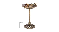 Slickblue Antique Gold Freestanding Pedestal Bird Bath Feeder