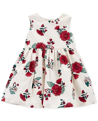 Carter's Baby Girls Floral-Print Sateen Holiday Dress