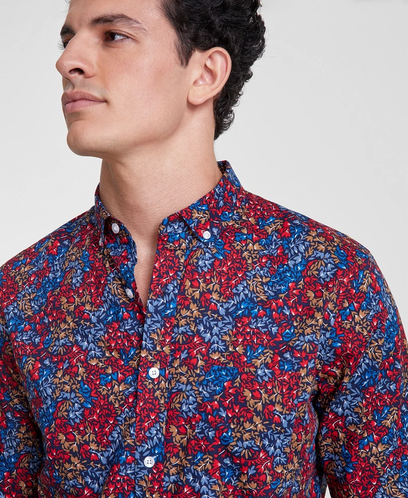 Club Room Men's Monty Leaf Poplin Shirt, Created for Macy's