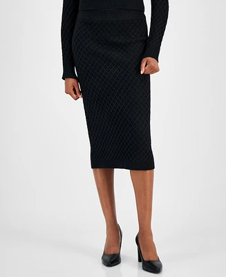 Anne Klein Petite Diamond-Stitch Knit Skirt