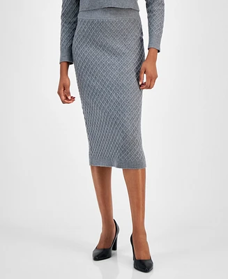 Anne Klein Petite Diamond-Stitch Knit Skirt