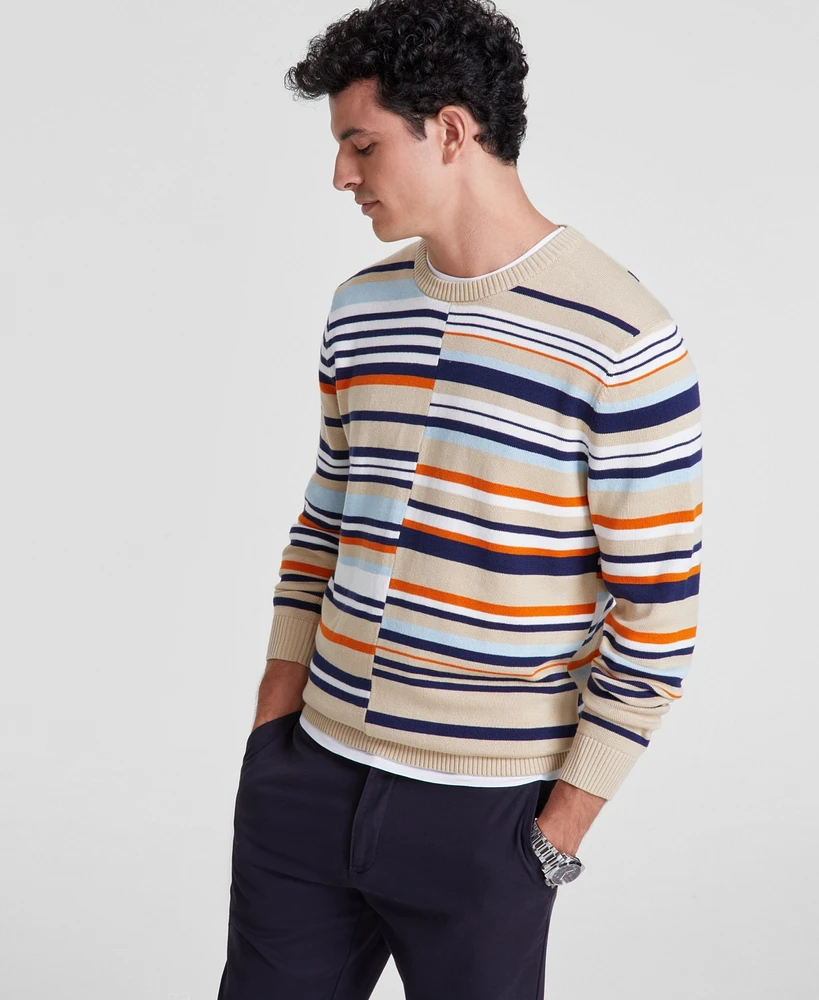 Club Room Men's Mixed Stripe Crewneck Sweater, Created for Macy's