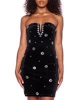 B Darlin Juniors' Strapless Notch-Neck Embellished Bodycon Dress