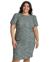 Calvin Klein Plus Jewel-Neck Tweed Sheath Dress