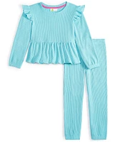 Epic Threads Toddler Girls Waffle Peplum Top & Pants, 2 Piece Set, Created for Macy's