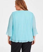 Jm Collection Women's Pleated Chiffon Flutter-Sleeve Top, Xs-4X, Created for Macy's