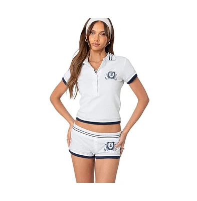 Edikted Women's Academia Polo Top - White-and