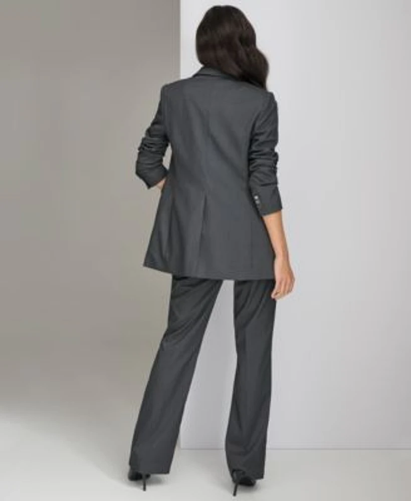 Calvin Klein Womens Pinstripe One Button Blazer Straight Leg Pants