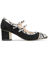 Things Ii Come Women's Mela Luxurious Round-Toe Mary-Jane Block-Heel Pumps