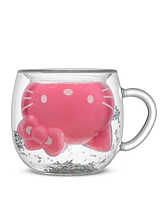 JoyJolt Hello Kitty 50th Anniversary Limited Edition 3D Double Wall Glass Mug