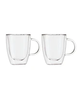 Oggi Set of 2, 12 oz Double Wall Glass Mug Set