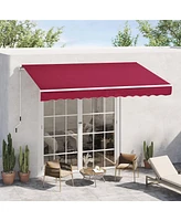 Outsunny 12' x 8' Retractable Awning Patio Awning Sun Shade Shelter, Red