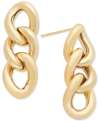 Polished Large Curb Link Drop Earrings in 10k Gold